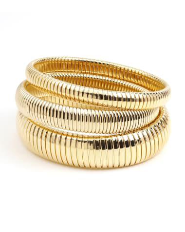 BEN-AMUN Cobra Elastic Bracelets, Set of 3, Gold