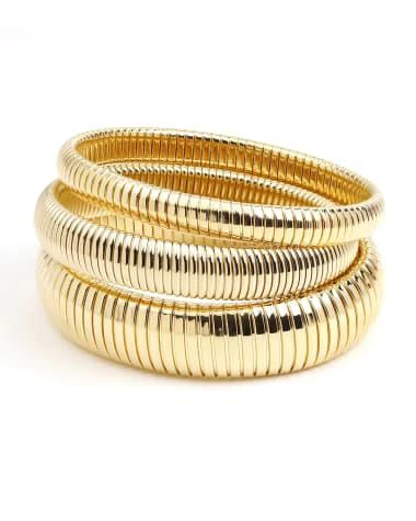 BEN-AMUN Cobra Elastic Bracelets, Set of 3, Gold 1