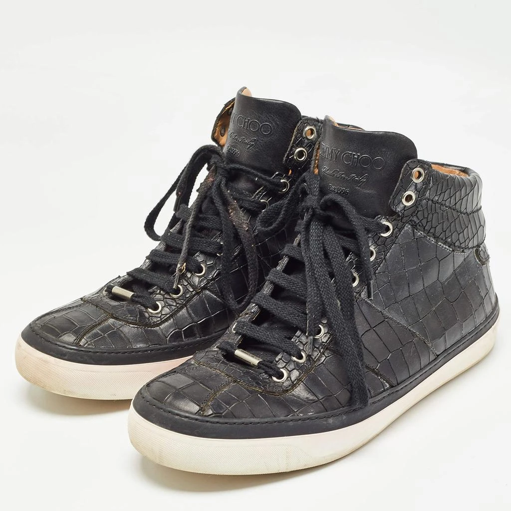 Jimmy Choo Jimmy Choo Black  Croc Embossed Belgravia Sneakers Size 45 2