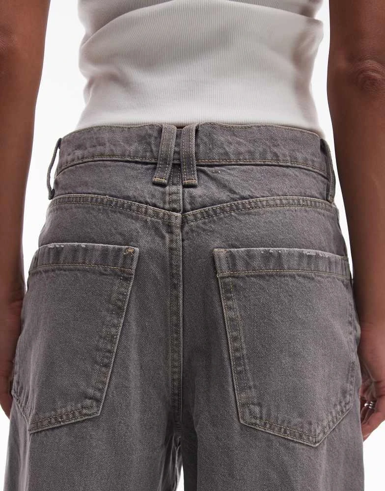 Mango Mango relaxed straight jeans in washed black 4