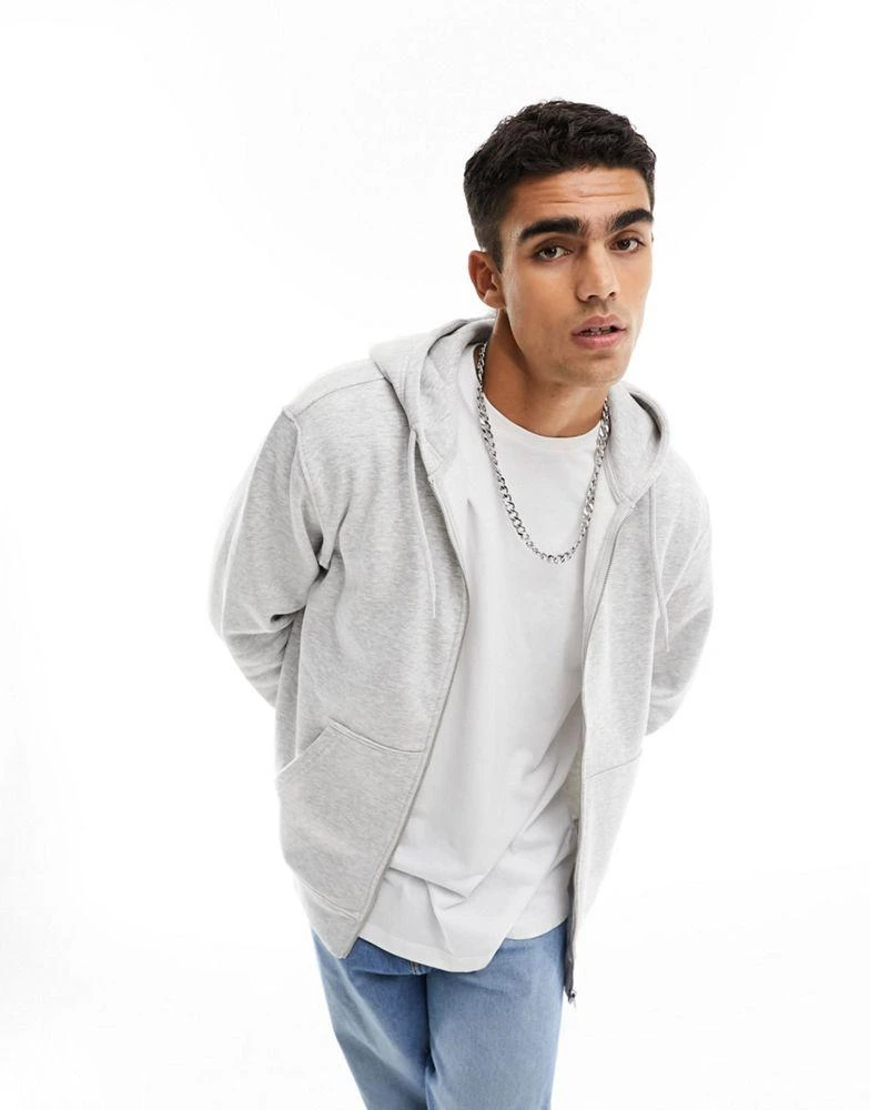 Weekday Weekday standard zip hoodie in grey 1
