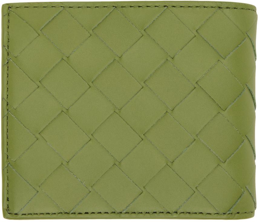 Bottega Veneta Green Intrecciato Bi-Fold Coin Purse Wallet