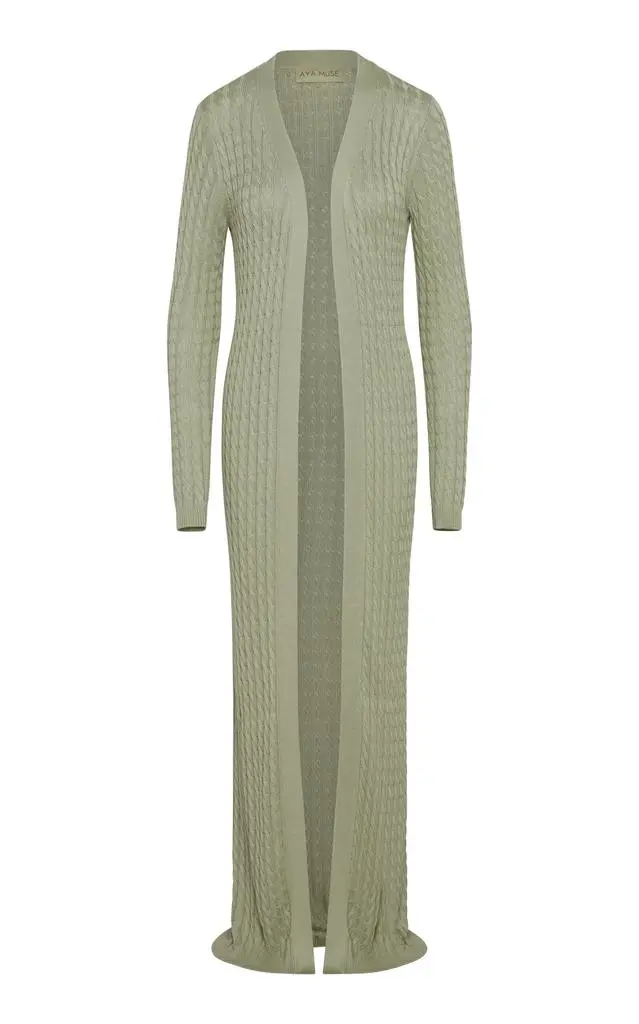 Aya Muse Aya Muse Mira Cable-Knit Silk-Blend Cardigan - Moda Operandi from Fashion US