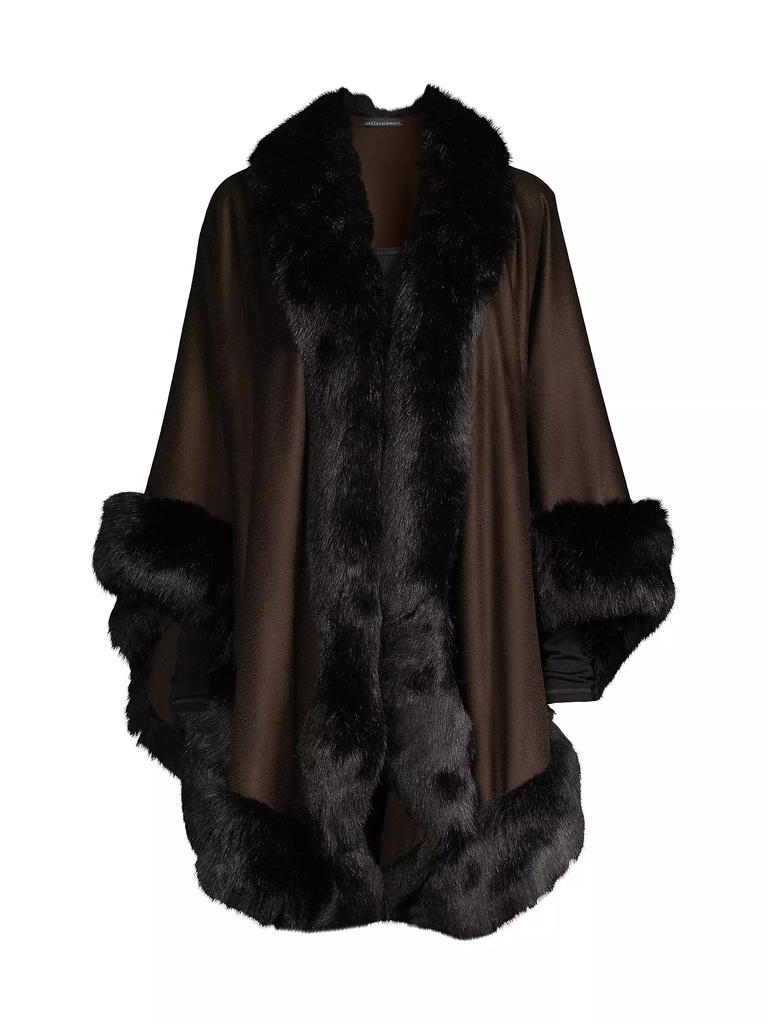 Sofia Cashmere Faux Fur & Cashmere U-Cape