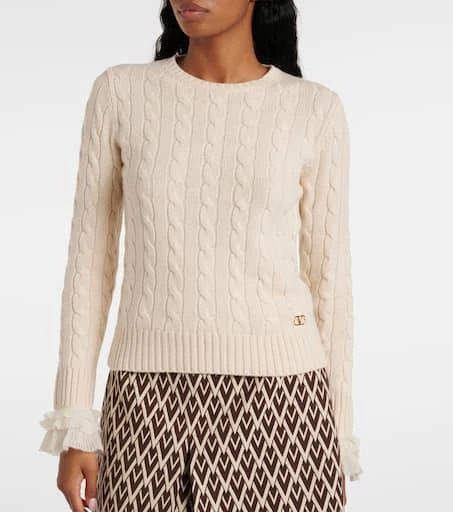 Valentino Cable-knit ruffled cashmere sweater 6
