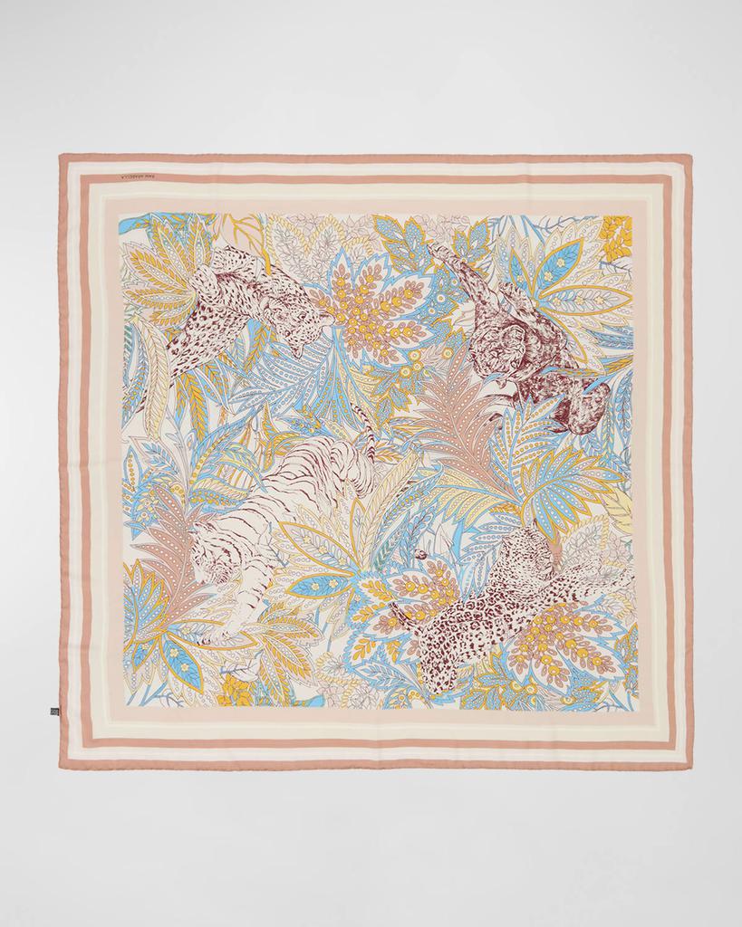 Rani Arabella Amazonia Pink Print Cashmere-Blend Scarf