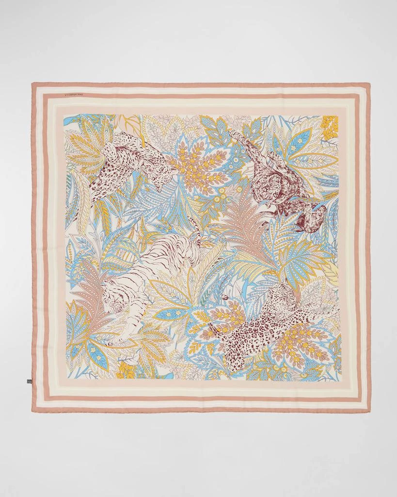 Rani Arabella Amazonia Pink Print Cashmere-Blend Scarf 1