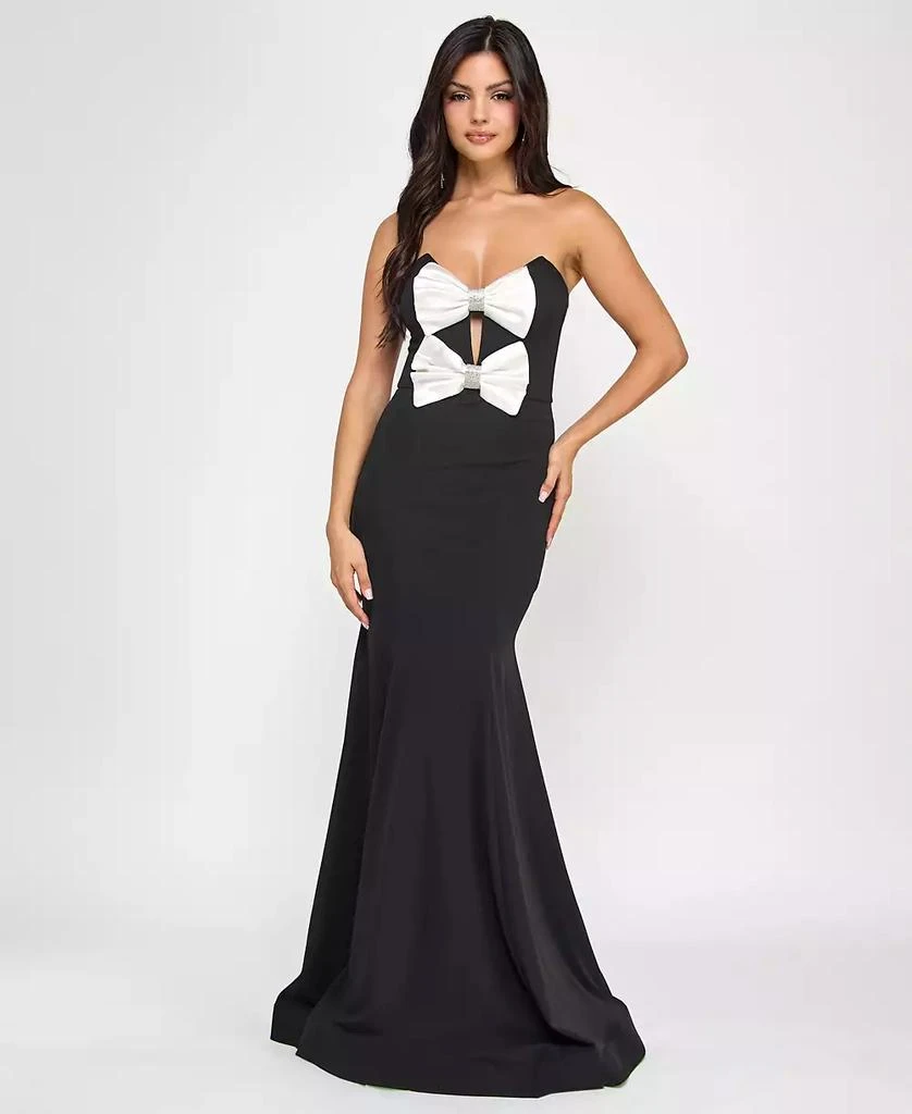 City Studios Juniors' Scuba Rhinestone-Bow Gown, Created for Macy's 4