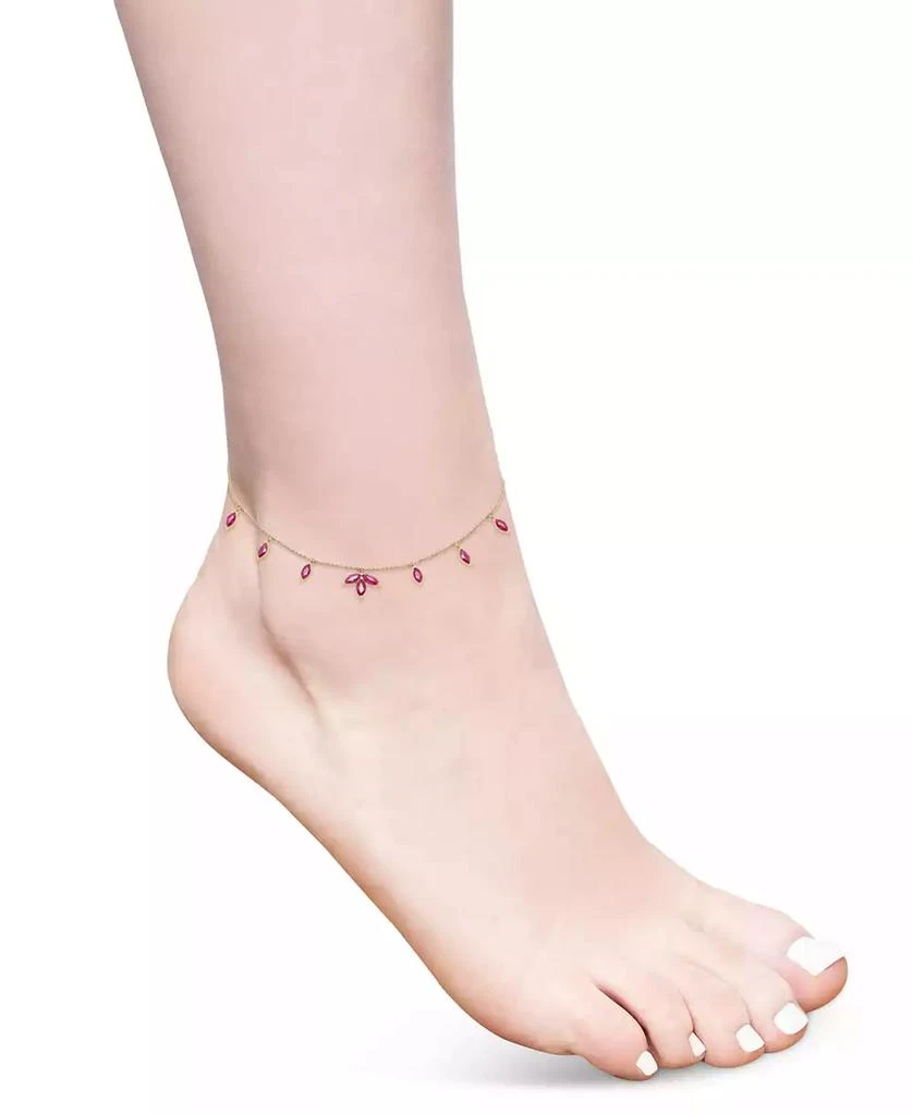 Macy's Lab-Grown Ruby Marquise Dangle Ankle Bracelet (2-1/4 ct. t.w.) in 14k Gold-Plated Sterling Silver 2