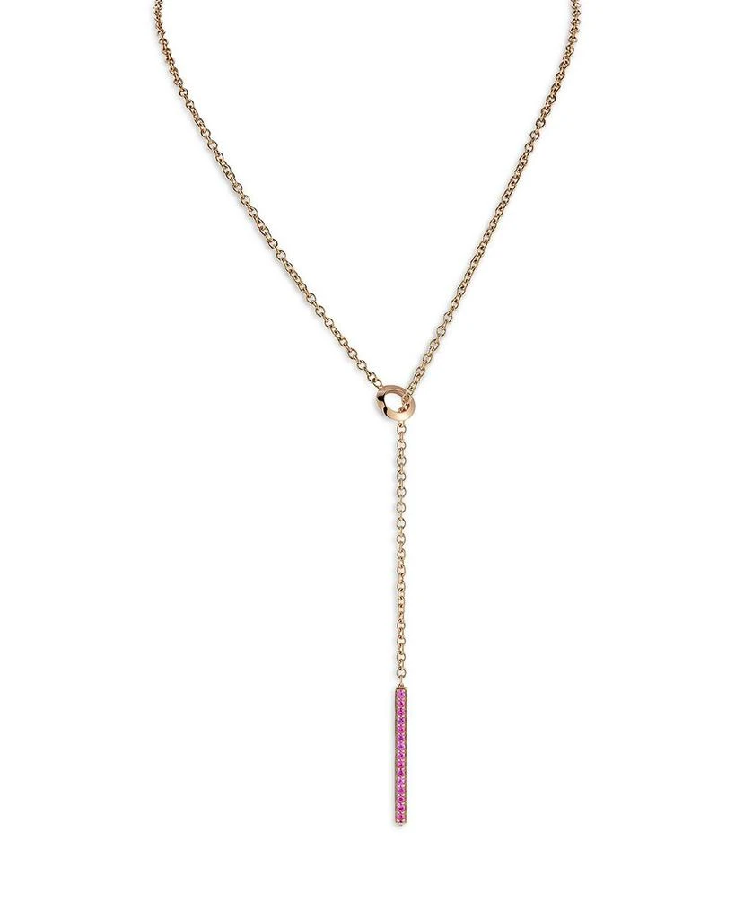 Walters Faith 18K Rose Gold Pink Sapphire Linear Bar Lariat Necklace, 18" 3