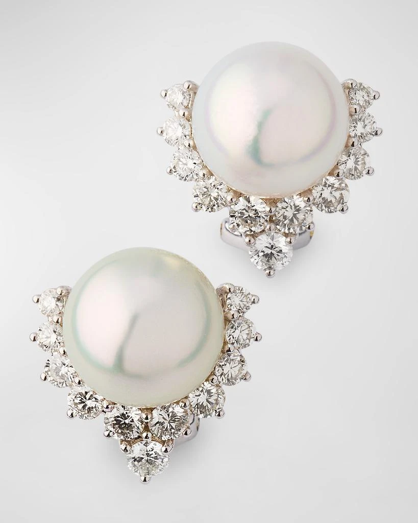 BELPEARL 18K White Gold 11.5mm South Sea Pearl and Diamond Earrings 1