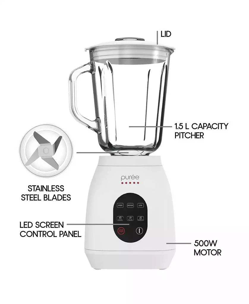Tzumi Puree 1.5 Liter LED Touchscreen Blender 2