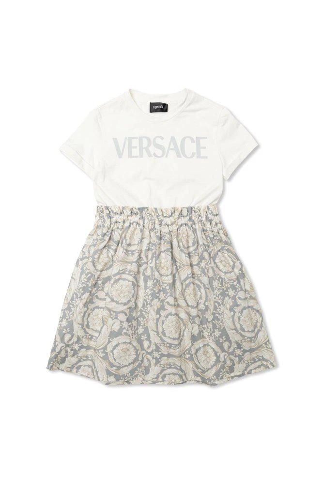 Versace Versace Kids Logo Printed Crewneck Dress
