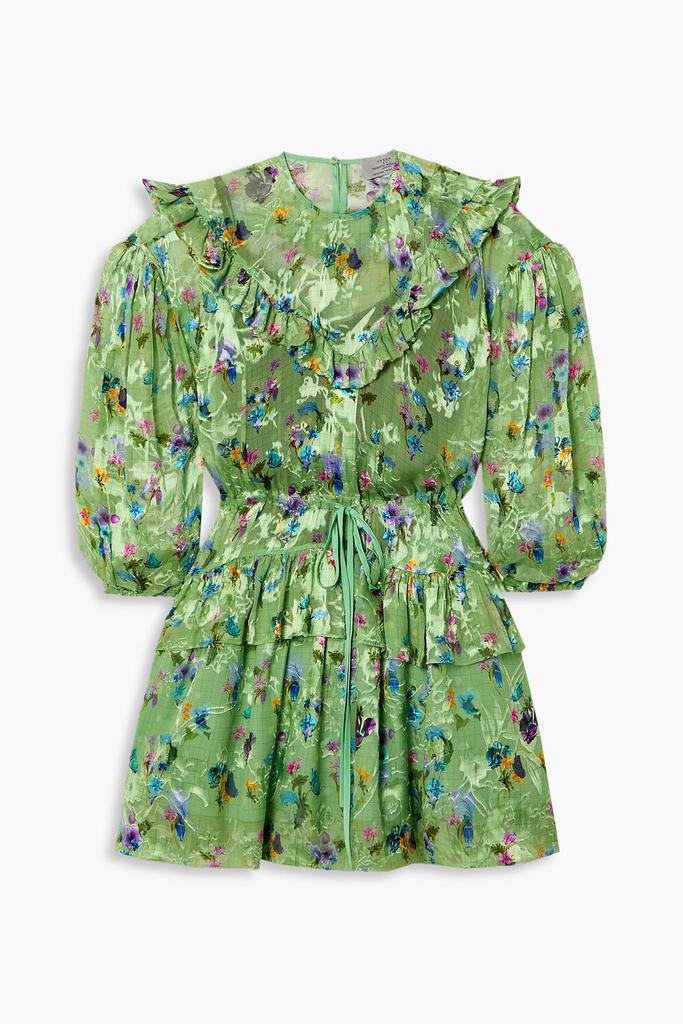 Preen By Thornton Bregazzi Florence ruffled floral-print devoré-chiffon mini dress