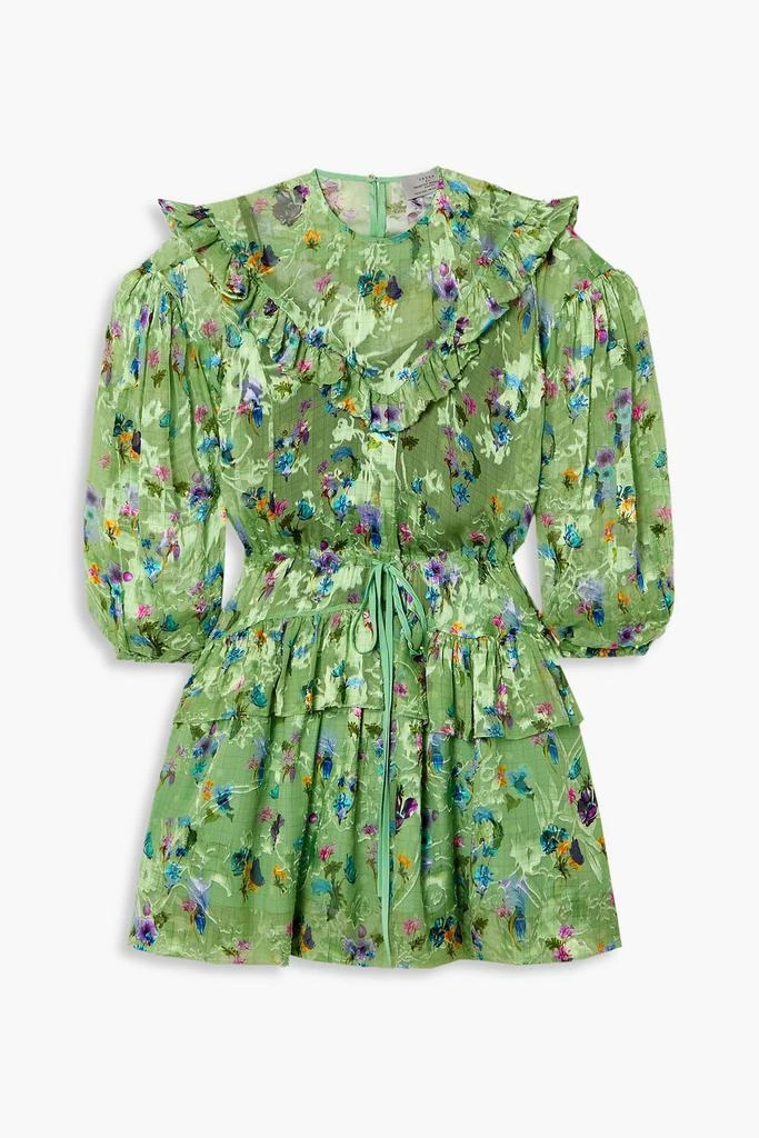 Preen By Thornton Bregazzi Florence ruffled floral-print devoré-chiffon mini dress 1