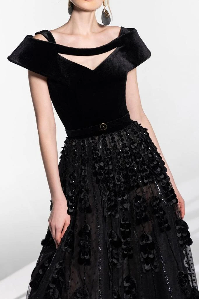 Saiid Kobeisy Beaded Tulle Skirt With Velvet Bodysuit 2