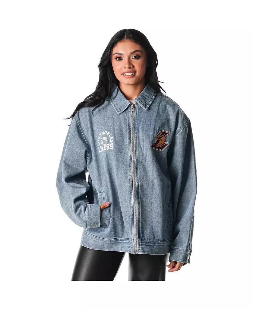 The Wild Collective Men's and Women's Blue Los Angeles Lakers Coaches Full-Zip Denim Jacket 1