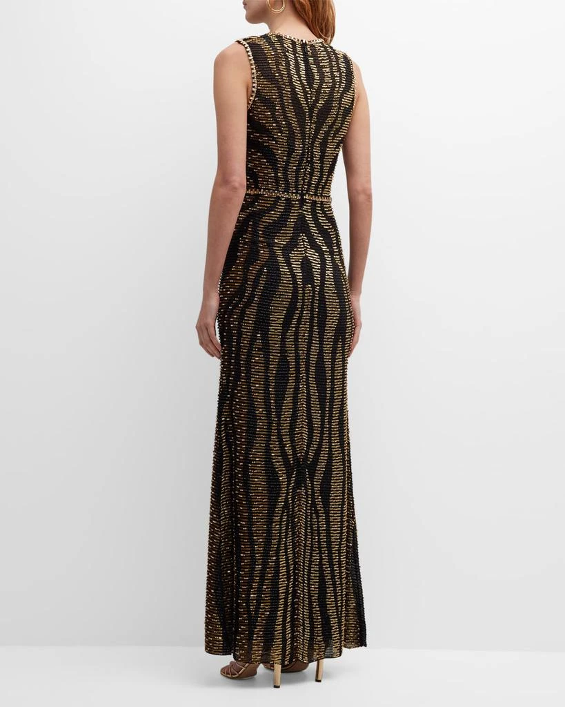 Jenny Packham Zebra Beaded Sleeveless Column Gown 4