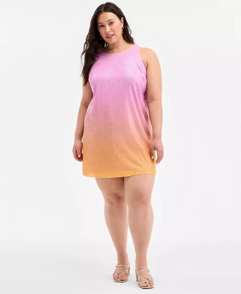 Shop Plus Size Ombré Sleeveless Sequin Shift Dress, Exclusively at