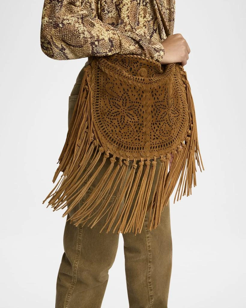 Isabel Marant Oskan Cutout Fringe Suede Crossbody Bag 4