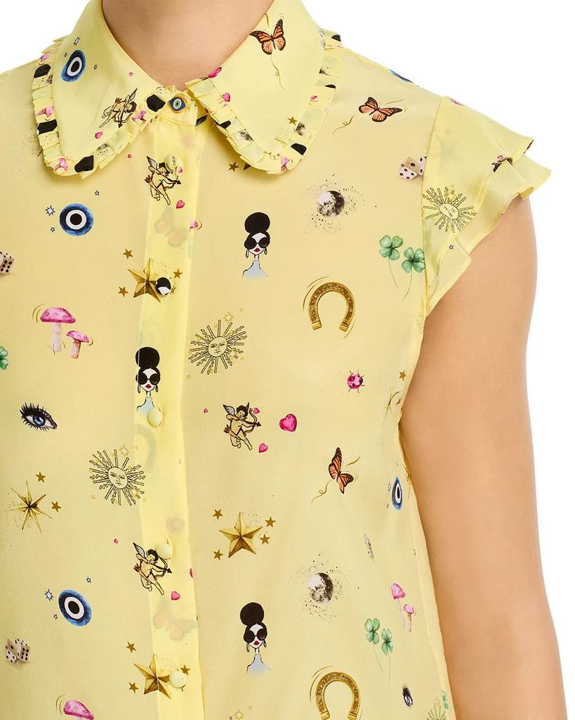 Alice + Olivia Martel Silk Flutter Sleeve Blouse 4