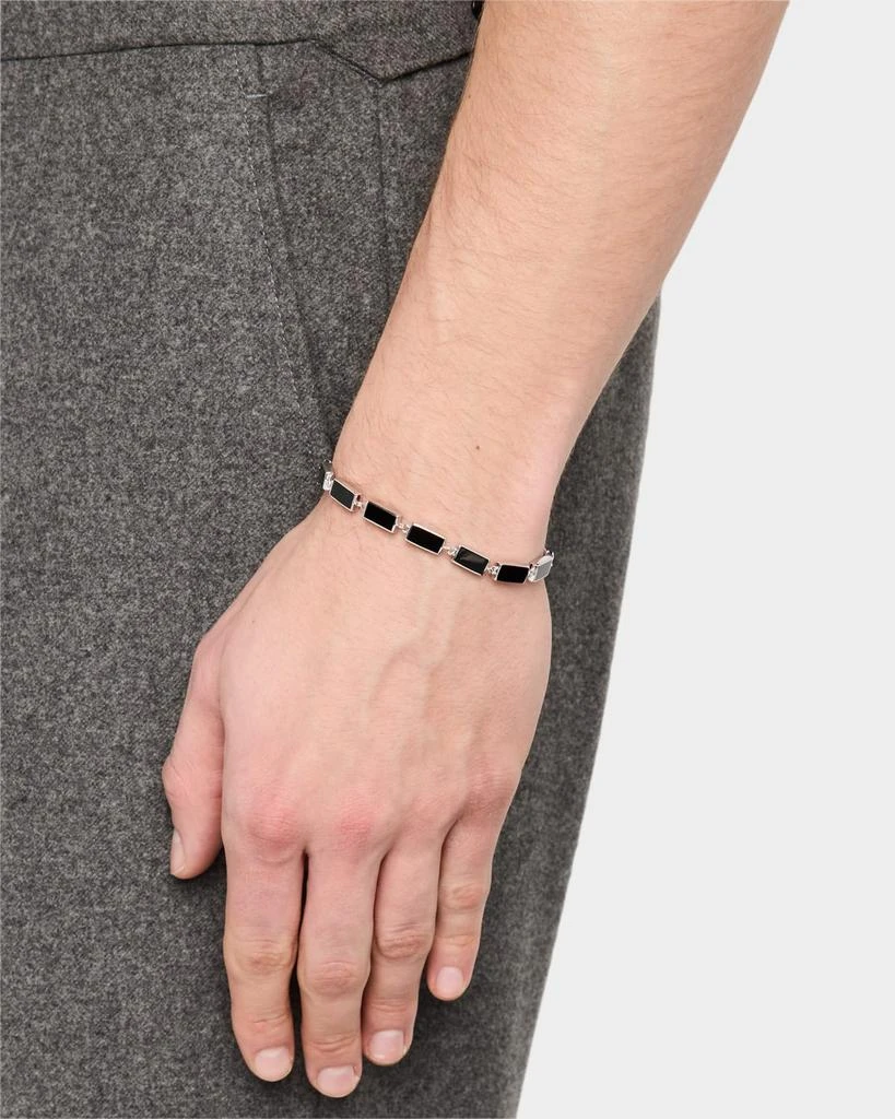 Jan Leslie Men's Sterling Silver and Rectangle Black Onyx Bracelet 2