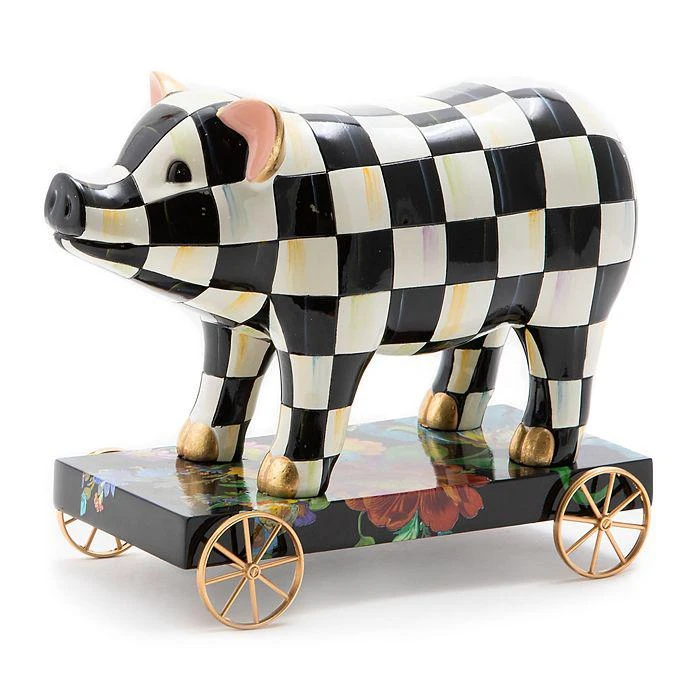 MacKenzie-Childs Courtly Check Pig on Parade Décor 1