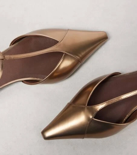 Max Mara Metallic leather ballet flats 5