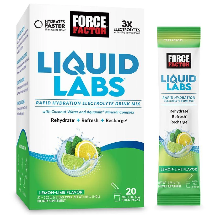 Force Factor Liquid Labs Rapid Hydration Electolyte Drink Mix Lemon Lime 3
