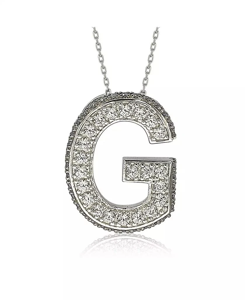 Suzy Levian New York Suzy Levian Sterling Silver Sapphire 3-D Letter "G" Initial Pendant