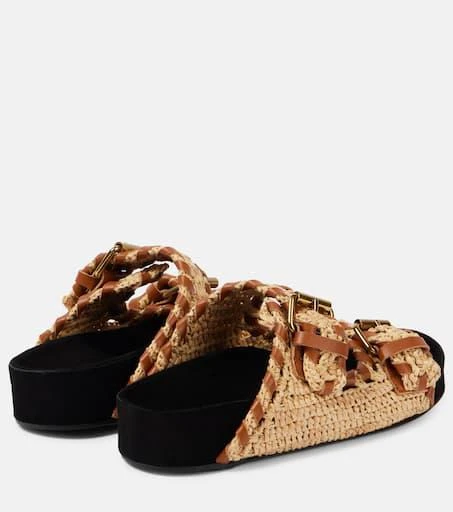 Isabel Marant Lennyo leather-trimmed raffia sandals 2