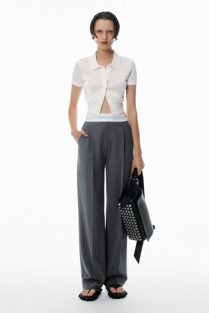 Alexander Wang High-Waisted Pleat Pant with Logo Elastic