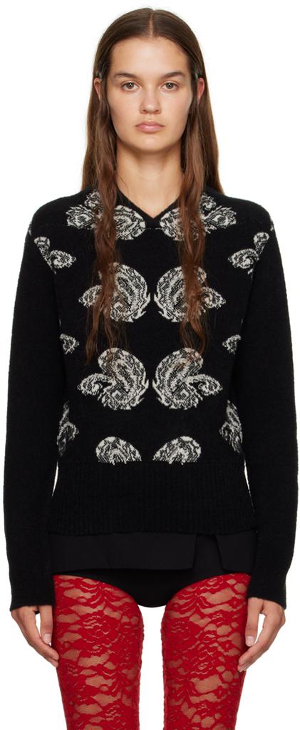 Puppets and Puppets Black & White Paisley Sweater