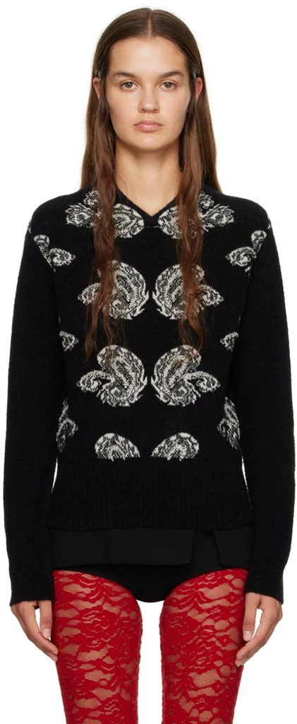 Puppets and Puppets Black & White Paisley Sweater 1