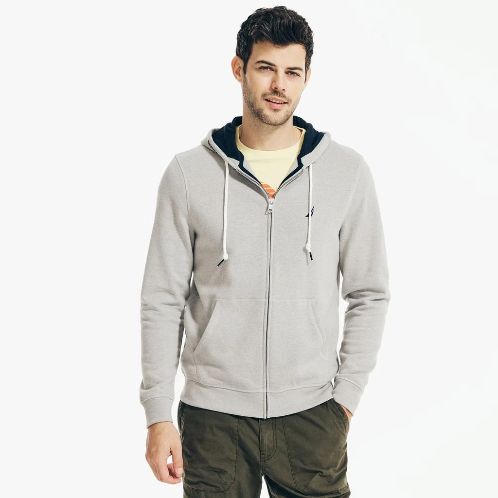 Nautica Mens Solid Full-Zip Hoodie 1