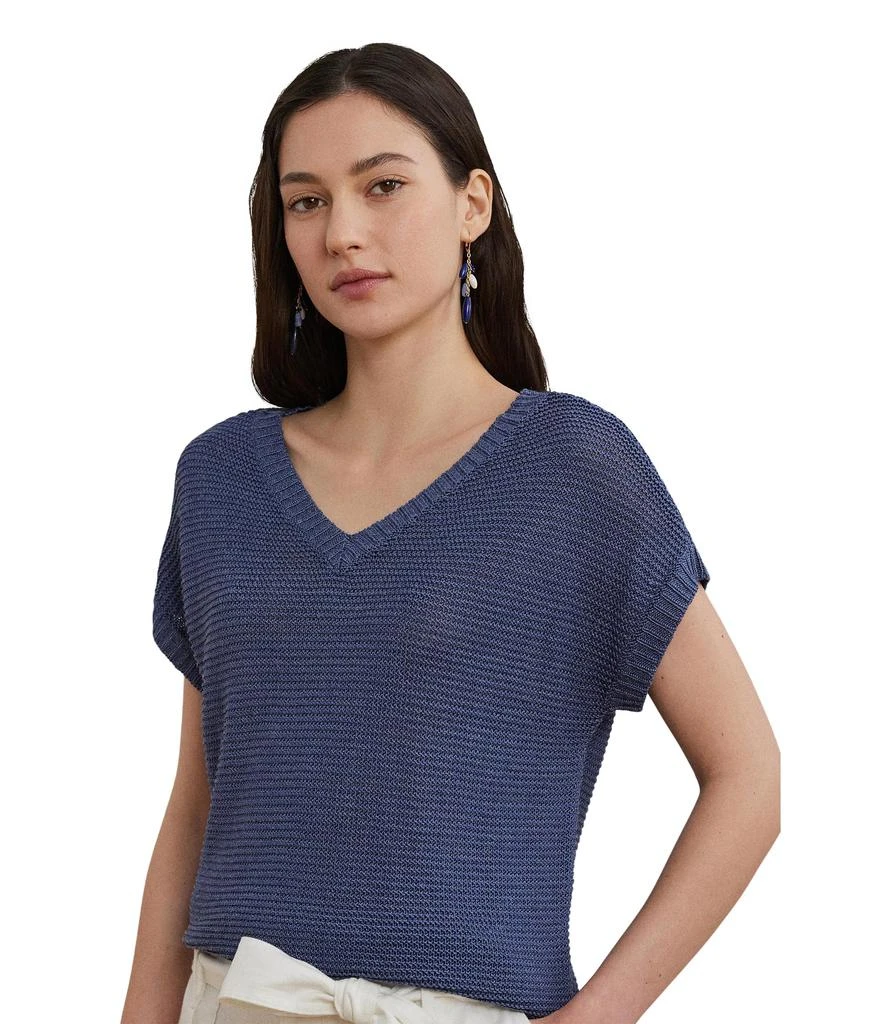Ralph Lauren Linen-Blend Short-Sleeve V-Neck Sweater 3