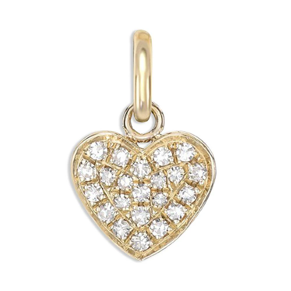 Zoe Lev 14K Yellow Gold Diamond Cluster Small Heart Charm Pendant 1