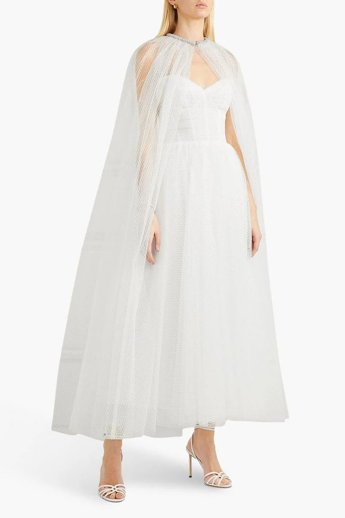 Monique Lhuillier Brie crystal-embellished Swiss-dot tulle cape 2