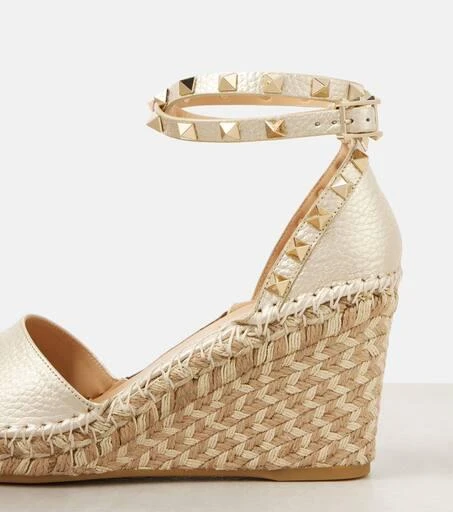 Valentino Rockstud metallic leather espadrille wedges 6