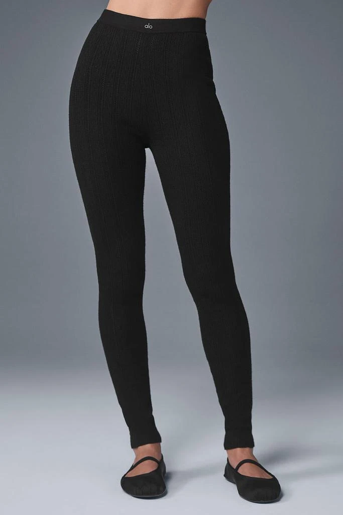 Alo Pointelle Sweater High-Waist Be Mine Legging - Black 1