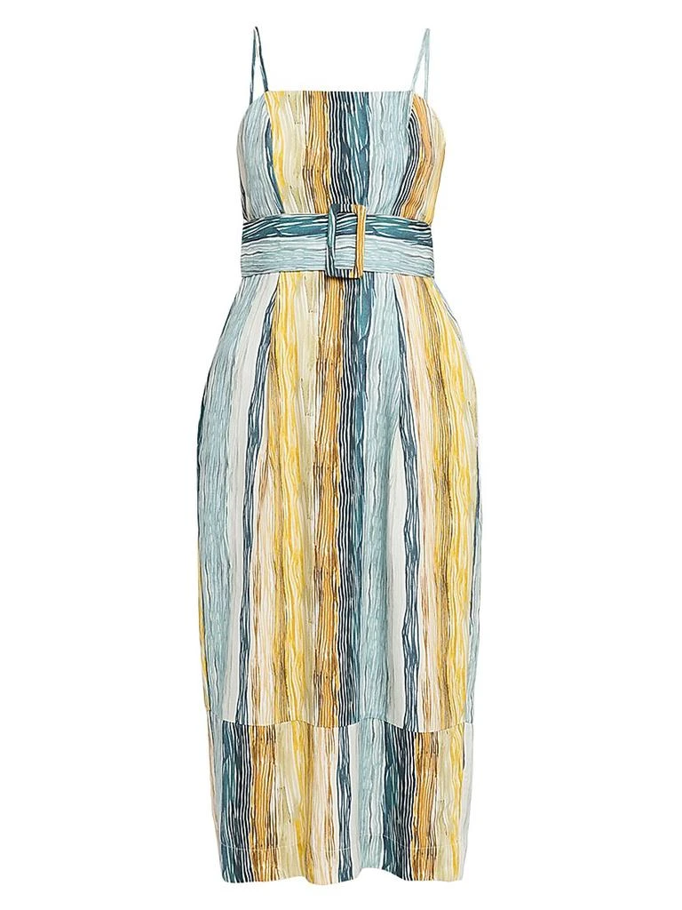 knee length dresses for ladies Roade Porto Blue Stripe Linen Midi Dress Organic Sustainable  The Fairnest