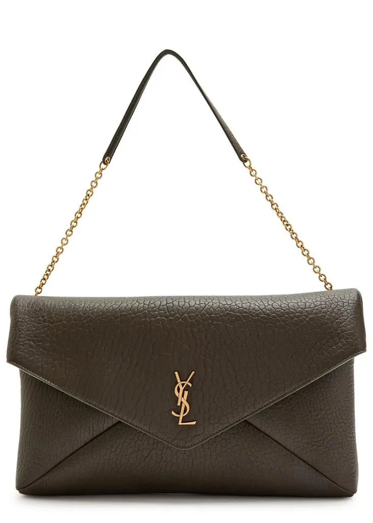 Yves Saint Laurent Envelope grained leather pouch