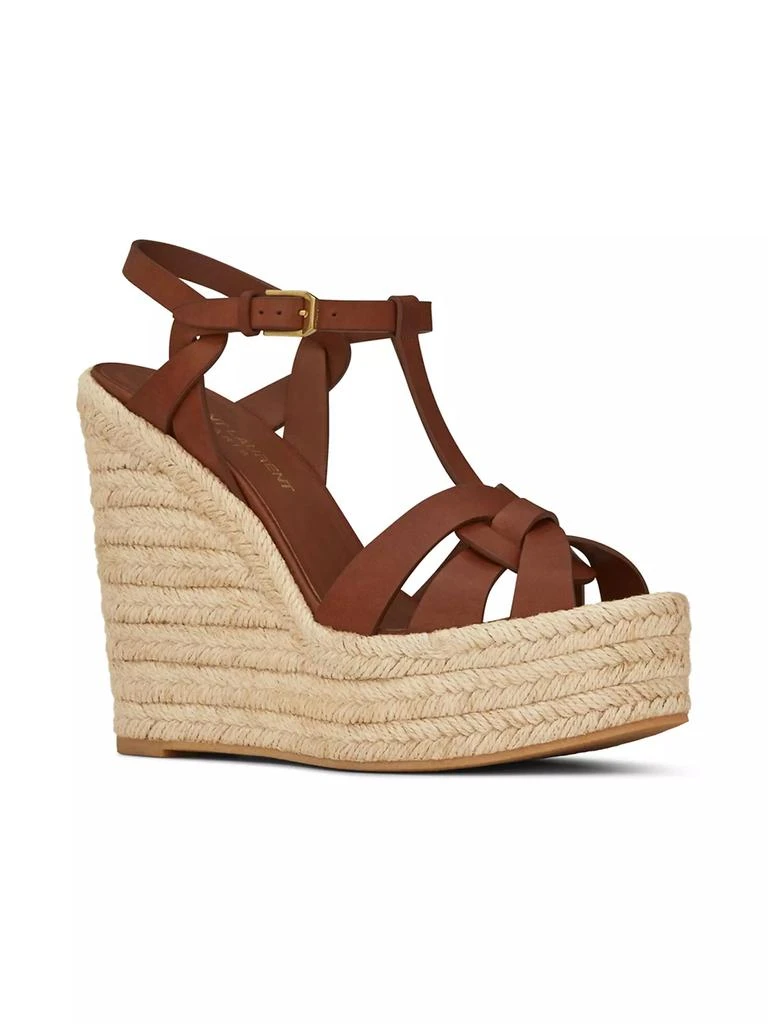 Yves Saint Laurent Tribute Leather Espadrille Wedge Sandals 2