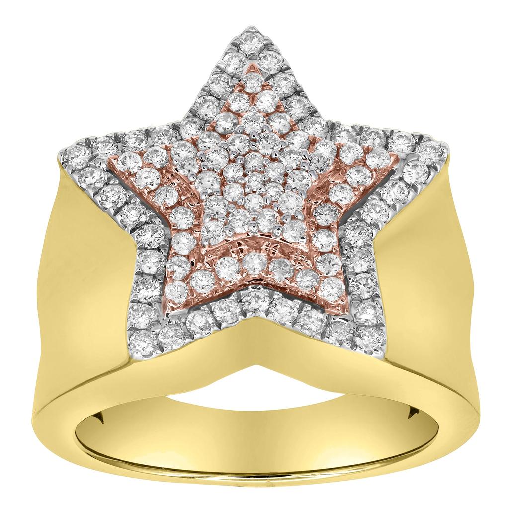LuvMyJewelry Star Studded Bling 14K Yellow Gold Two Tone  Star Ring - 3.13 Ct