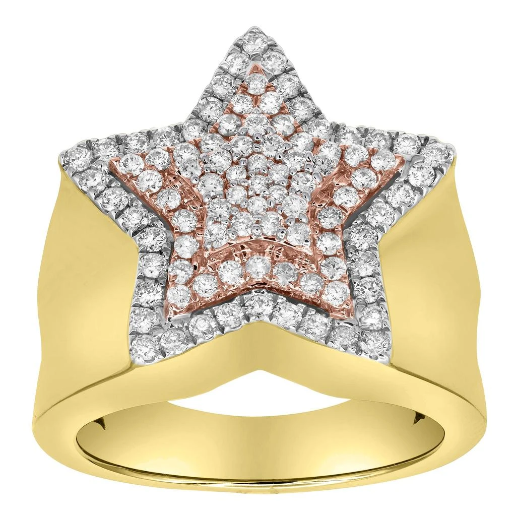 LuvMyJewelry Star Studded Bling 14K Yellow Gold Two Tone  Star Ring - 1.91 Ct 1