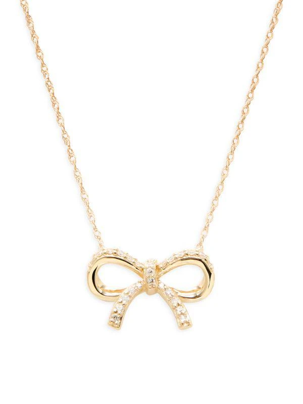 Saks Fifth Avenue 14K Yellow Gold & 0.1 TCW Diamond Bow Pendant Necklace 1