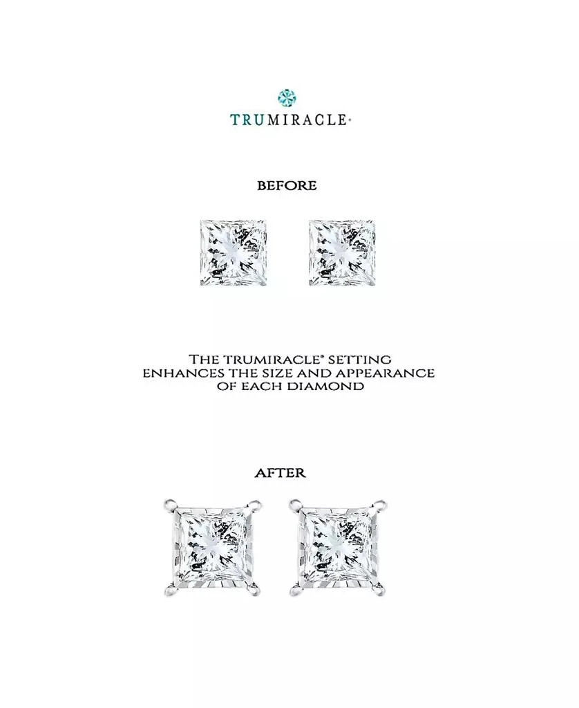 TruMiracle Diamond Princess Cluster Stud Earrings (2 ct. t.w.) in 14K White Gold 3