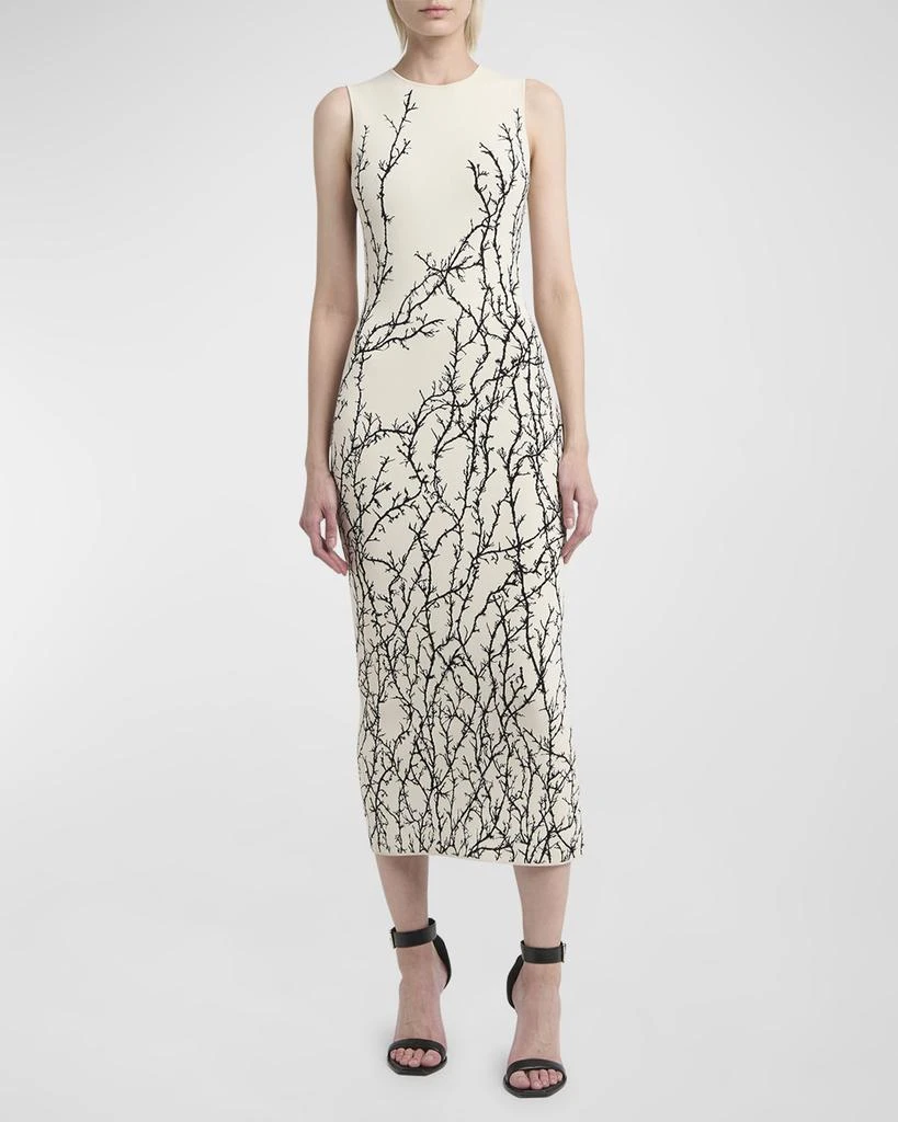 Alexander McQueen Thorn Embroidered Jacquard Midi Dress 2