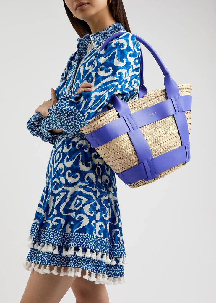 Demellier Santorini leather and raffia basket bag  5