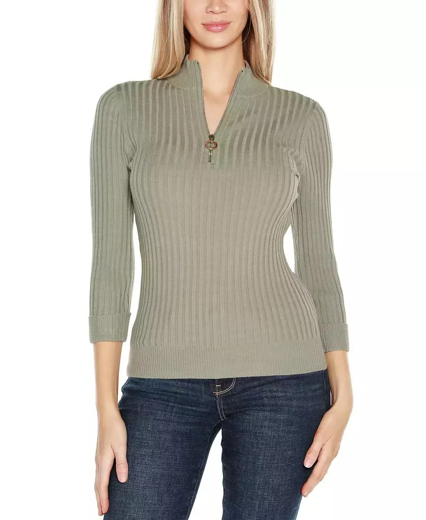 Belldini Black Label Women's Ribbed Quarter-Zip Sweater 1